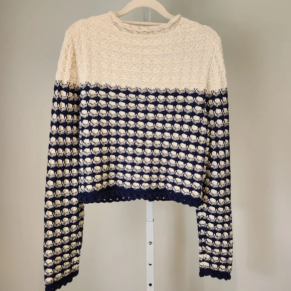 J. Crew Cream and Navy Cardigan Sweater - Picture 15 of 15